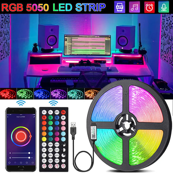 5V RGB 5050 LED Light Strip USB Infrared Remote Control Flexible Lamp Tape Ribbon Diode For Festival Party TV Desk Bedroom