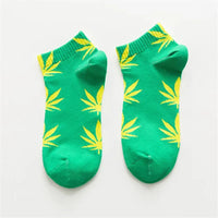 Colorful Maple Leaf Weed Patterned Ankle Socks