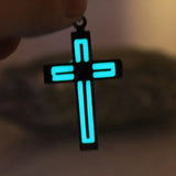 GLOW In the DARK Stainless Steel Cross Necklace