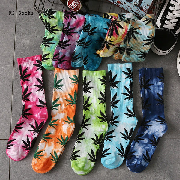 Tie-dye Maple Leaf Weed Socks