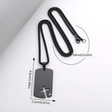 Classic Hollow Cross Military Dog Tag Stainless Steel Pendant Necklace