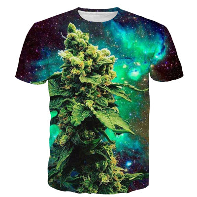ONSEME Newest Galaxy Weed 3D T Shirt Unisex Hip Hop Tops Male Short Sleeve T Shirts Casual Tees