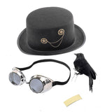 Steam Punk Party Hat with Raven and Goggles