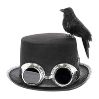 Steam Punk Party Hat with Raven and Goggles