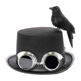 Steam Punk Party Hat with Raven and Goggles