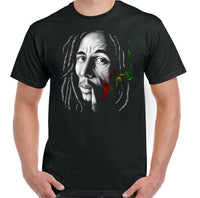 Spliff Smoking Bob Marley Mens Reggae T-Shirt