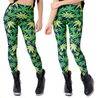 LEGGINGS leaf pattern green pants
