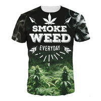 S-5XL T Shirt Summer Men Women 3d Print Smoke Weed Pattern T Shirt Camisetas Short Sleeves O-Neck Compression Tees Homme