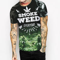 S-5XL T Shirt Summer Men Women 3d Print Smoke Weed Pattern T Shirt Camisetas Short Sleeves O-Neck Compression Tees Homme
