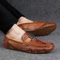 Handmade genuine leather slip-on moccasins