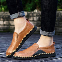 Genuine Handmade Leather Slip on Loafers black n Tan