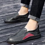 Genuine Handmade Leather Slip on Loafers black n Tan