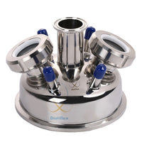 10" Tri Clamp Hemispherical  Lid.  10": central port 2" ,  2 x1.5"sight glass, 4 x 1/4" FNPT (MNPT)