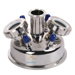 8" Tri Clamp Hemispherical  Lid.  8": central port 2" ,  2 x1.5"sight glass, 4 x 1/4" FNPT (MNPT)