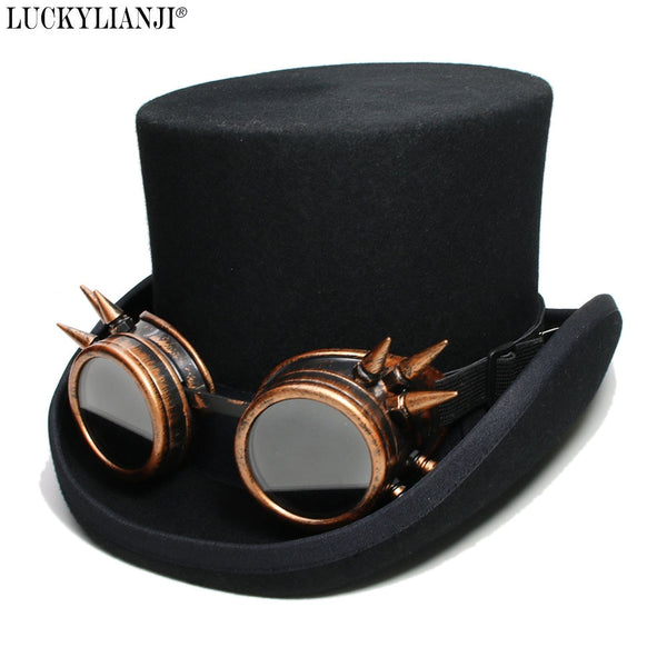 Steam Punk Top Hat With Copper Goggles