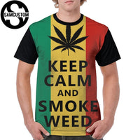 Rasta Colors keep calm and smoke weed 3D men's short sleeve T-shirt