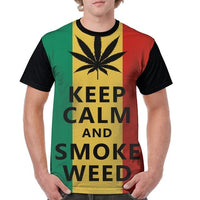 Rasta Colors keep calm and smoke weed 3D men's short sleeve T-shirt