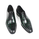 Patina Green 100%Handmade Crocodile Leather Shoes