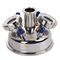 6" Tri Clamp Hemispherical  Lid.  6": central port 2" ,  2 x1.5"sight glass, 4 x 1/4" MNPT