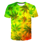Weed Leaf T Shirt Summer Short Sleeve Men Women 3D T-shirts Funny Streetwear Camisetas Tee Shirt Homme De Marque 2019 Flower Tee